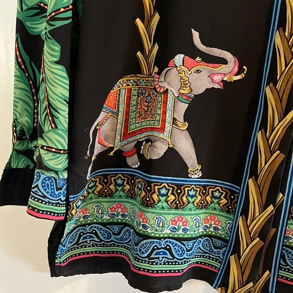 Vintage Diane Gilman Silk Elephant Shirt Size L Like New - Picture 5 of 8
